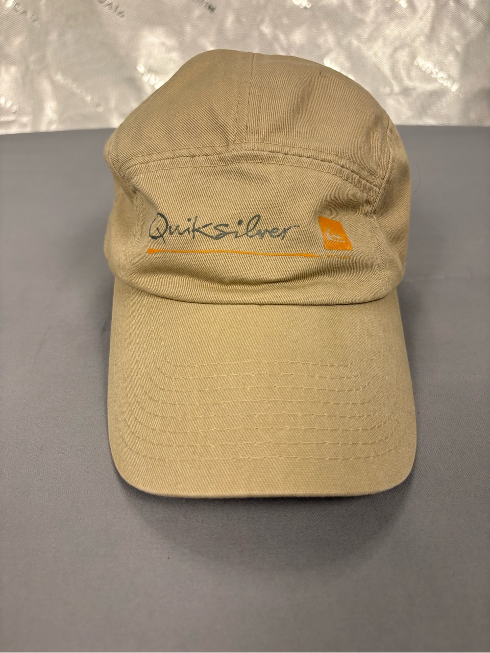 Quiksilver Khaki Cadet Hat Adjustable Leather Strap Cotton Military Cap